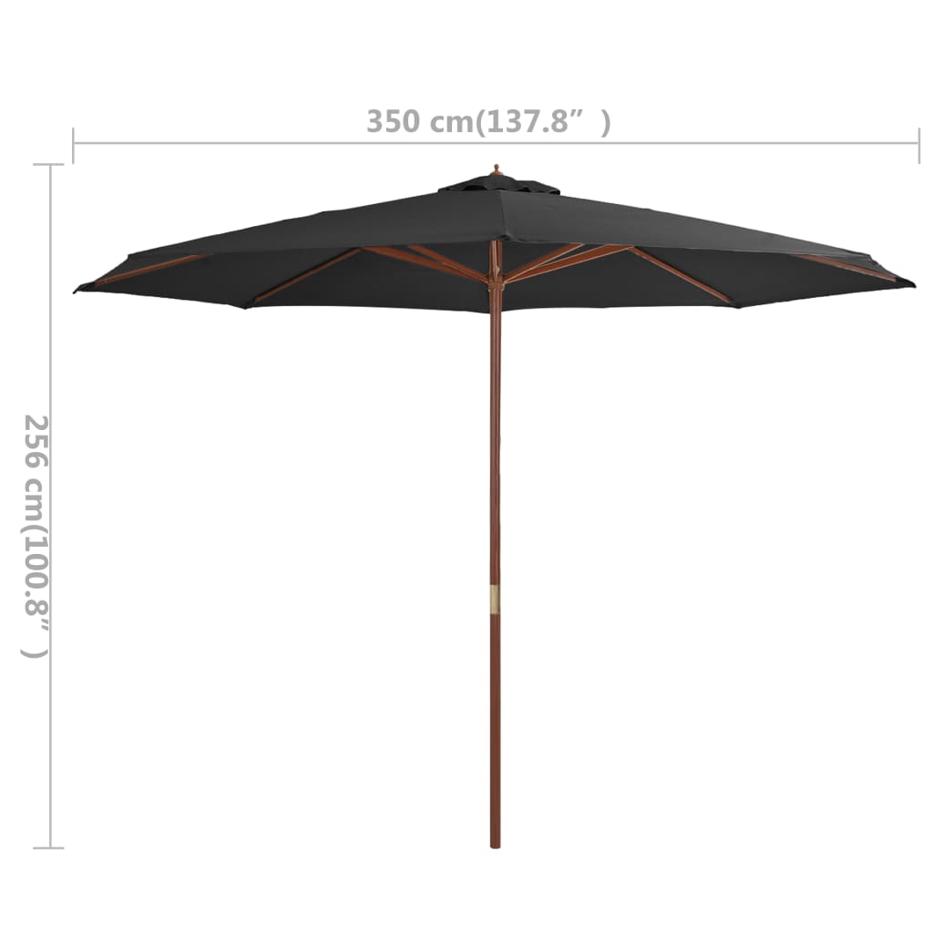 Parasol met houten paal 350 cm antraciet Parasols en zonneschermen | Creëer jouw Trendy Thuis | Gratis bezorgd & Retour | Trendy.nl