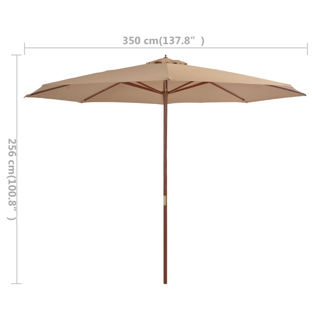 Parasol met houten paal 350 cm taupe Parasols en zonneschermen | Creëer jouw Trendy Thuis | Gratis bezorgd & Retour | Trendy.nl