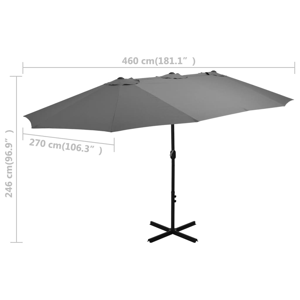 Parasol met aluminium paal 460x270 cm antraciet Parasols en zonneschermen | Creëer jouw Trendy Thuis | Gratis bezorgd & Retour | Trendy.nl