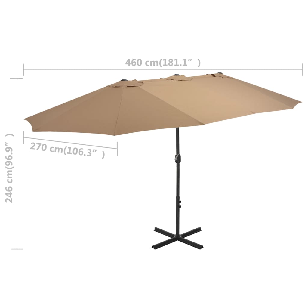 Parasol met aluminium paal 460x270 cm taupe Parasols en zonneschermen | Creëer jouw Trendy Thuis | Gratis bezorgd & Retour | Trendy.nl