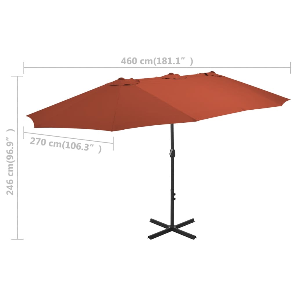 Parasol met aluminium paal 460x270 cm terracotta Parasols en zonneschermen | Creëer jouw Trendy Thuis | Gratis bezorgd & Retour | Trendy.nl