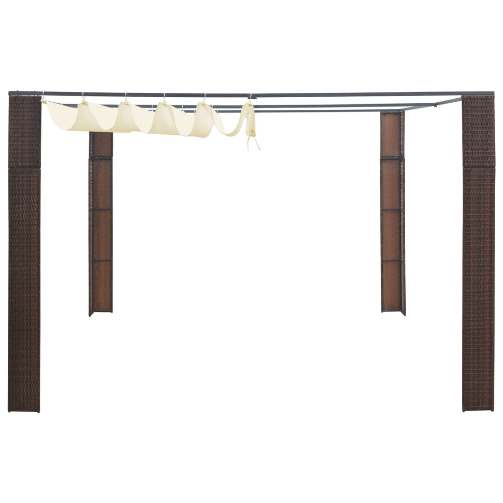 Prieel met dak 300x300x200 cm poly rattan bruin en crème Partytenten & prieëlen | Creëer jouw Trendy Thuis | Gratis bezorgd & Retour | Trendy.nl