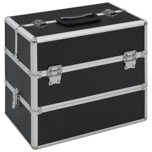Make-up koffer 37x24x35 cm aluminium zwart Toilettassen | Creëer jouw Trendy Thuis | Gratis bezorgd & Retour | Trendy.nl
