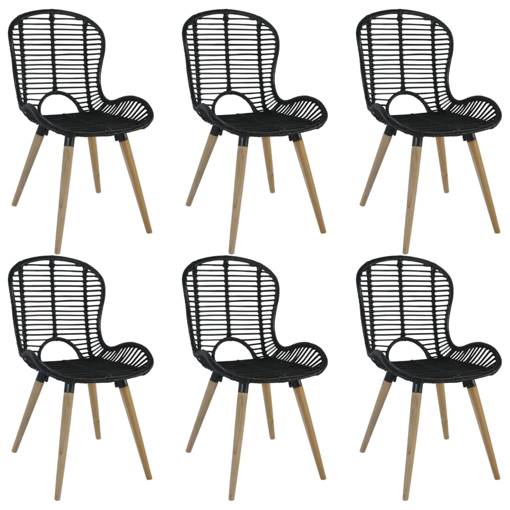 Eetkamerstoelen 6 st natuurlijk rattan zwart Eetkamerstoelen | Creëer jouw Trendy Thuis | Gratis bezorgd & Retour | Trendy.nl