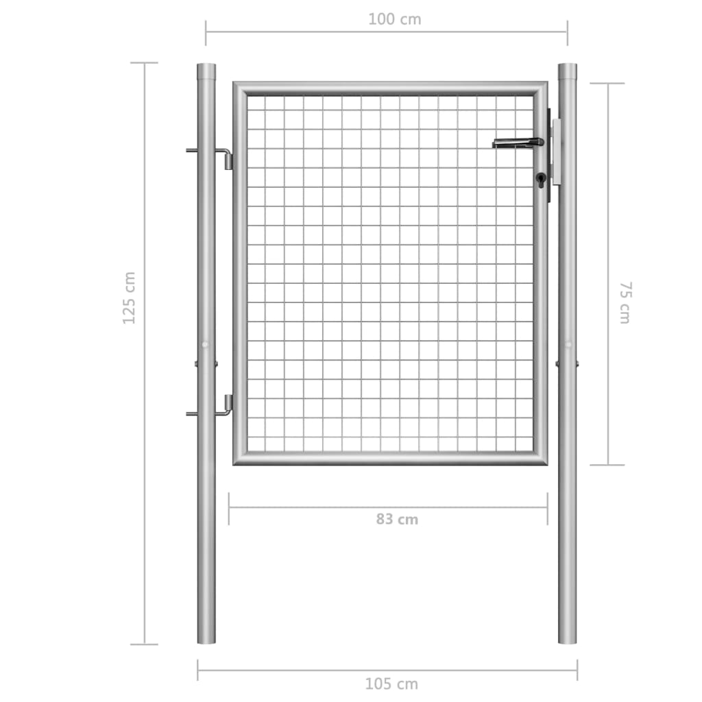 Poort 105x125 cm gegalvaniseerd staal zilverkleurig Poorten | Creëer jouw Trendy Thuis | Gratis bezorgd & Retour | Trendy.nl