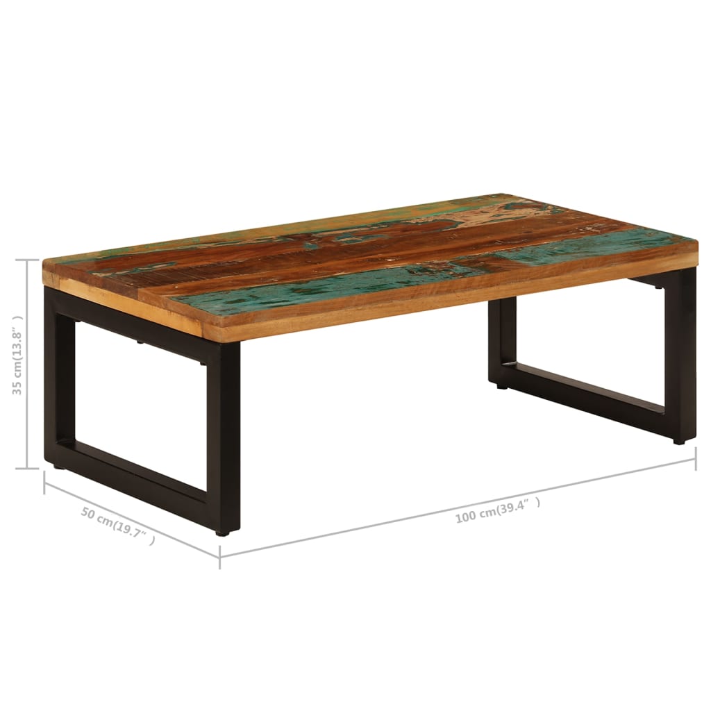 Salontafel 100x50x35 cm massief gerecycled hout en staal