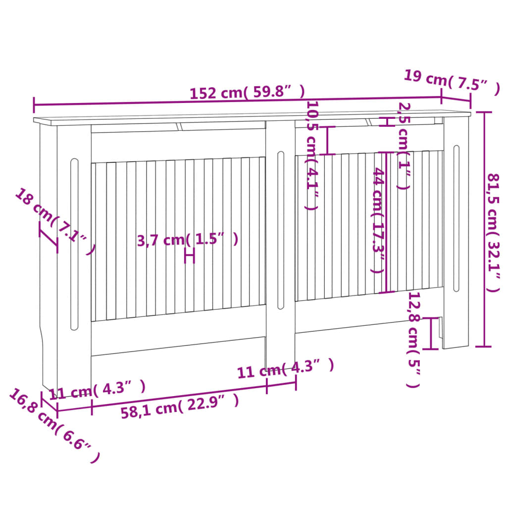 Radiatorombouw 2 st 152 cm MDF wit Accessoires voor radiators | Creëer jouw Trendy Thuis | Gratis bezorgd & Retour | Trendy.nl