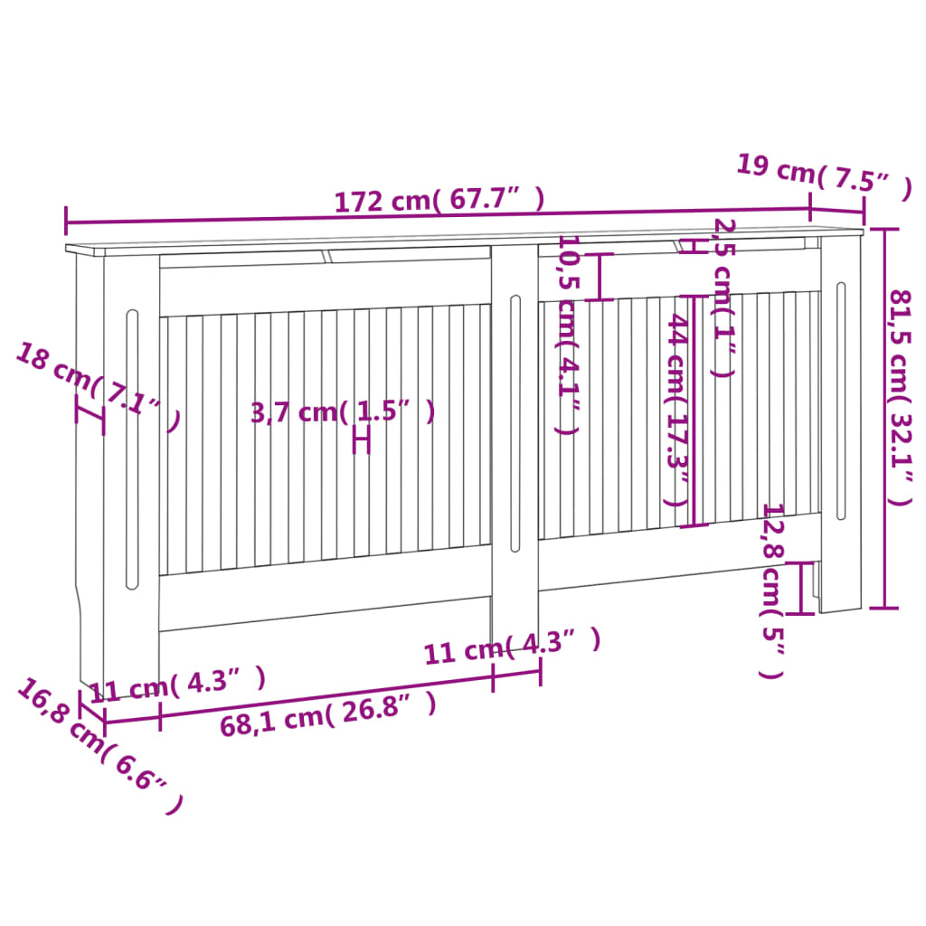 Radiatorombouw 2 st 172 cm MDF wit Accessoires voor radiators | Creëer jouw Trendy Thuis | Gratis bezorgd & Retour | Trendy.nl