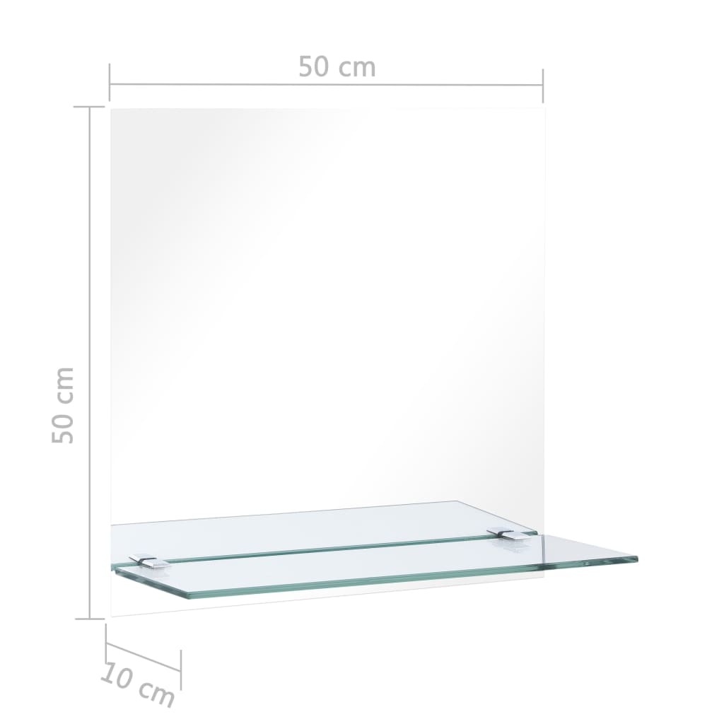 Wandspiegel met schap 50x50 cm gehard glas