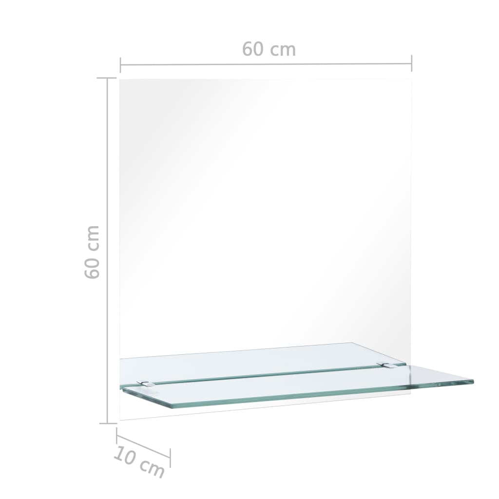 Wandspiegel met schap 60x60 cm gehard glas Spiegels | Creëer jouw Trendy Thuis | Gratis bezorgd & Retour | Trendy.nl