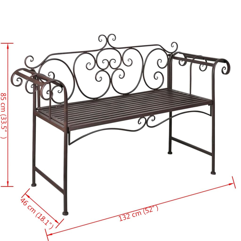 Tuinbank 132 cm staal antiekbruin Tuinbanken | Creëer jouw Trendy Thuis | Gratis bezorgd & Retour | Trendy.nl