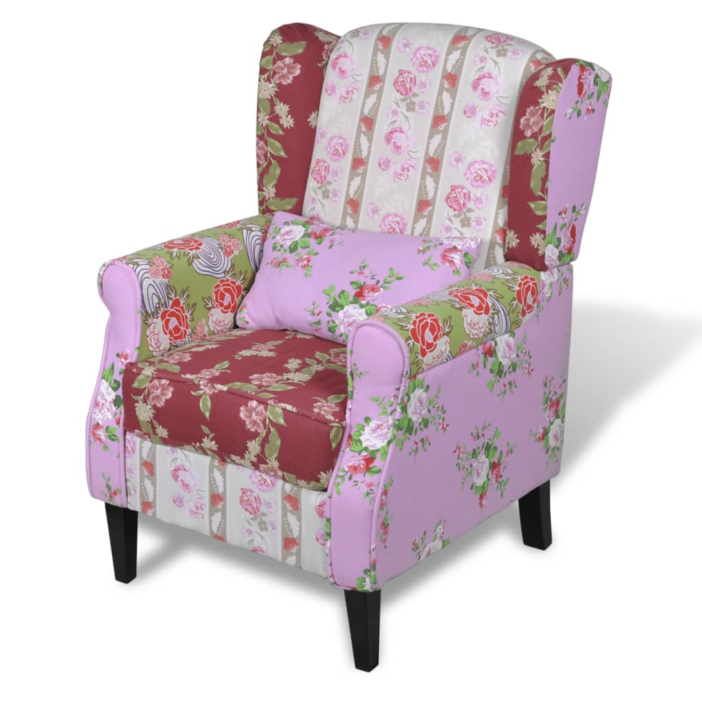 Fauteuil met patchwork ontwerp stof