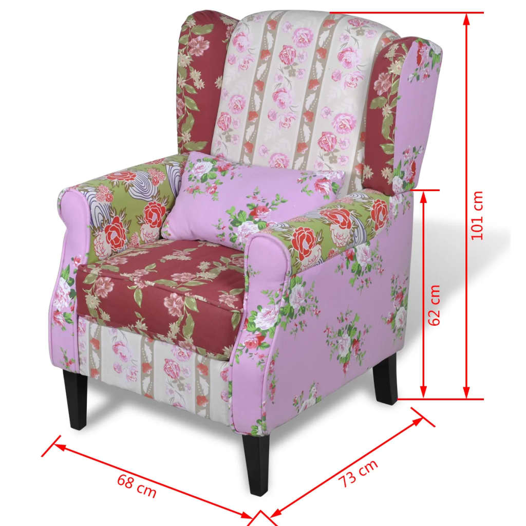 Fauteuil met patchwork ontwerp stof