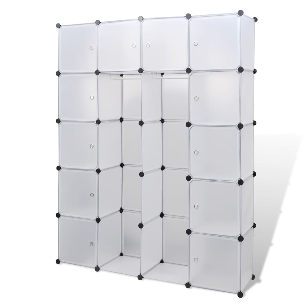 Modulaire kast met 14 compartimenten wit 37 x 146 x 180,5 cm Kledingkasten | Creëer jouw Trendy Thuis | Gratis bezorgd & Retour | Trendy.nl