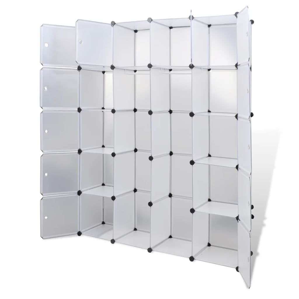 Modulaire kast met 14 compartimenten wit 37 x 146 x 180,5 cm Kledingkasten | Creëer jouw Trendy Thuis | Gratis bezorgd & Retour | Trendy.nl