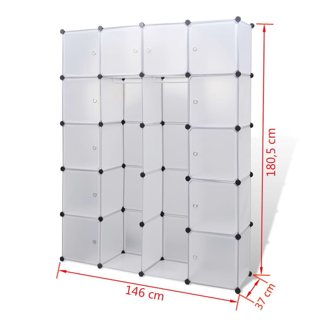 Modulaire kast met 14 compartimenten wit 37 x 146 x 180,5 cm Kledingkasten | Creëer jouw Trendy Thuis | Gratis bezorgd & Retour | Trendy.nl