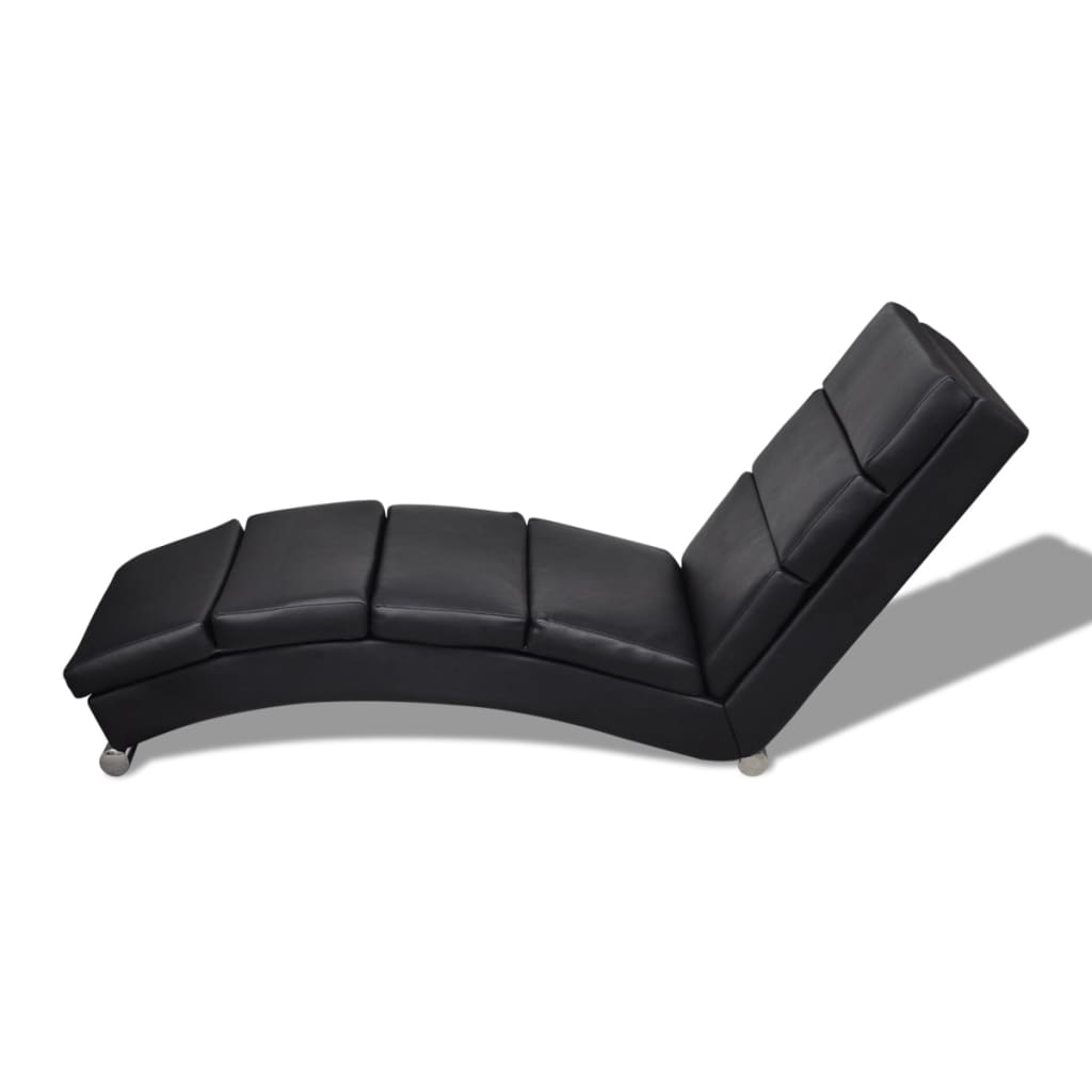 Chaise longue kunstleer zwart