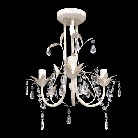 Kristallen kroonluchter met wit elegant design (3 lampen) Kroonluchters | Creëer jouw Trendy Thuis | Gratis bezorgd & Retour | Trendy.nl