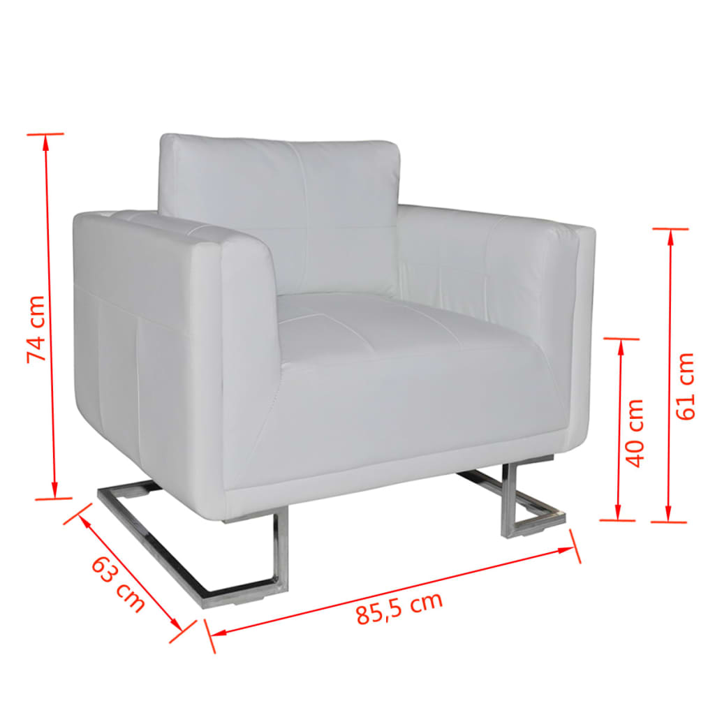 Fauteuil met verchroomde poten kubus kunstleer wit Fauteuils & Relaxfauteuils | Creëer jouw Trendy Thuis | Gratis bezorgd & Retour | Trendy.nl