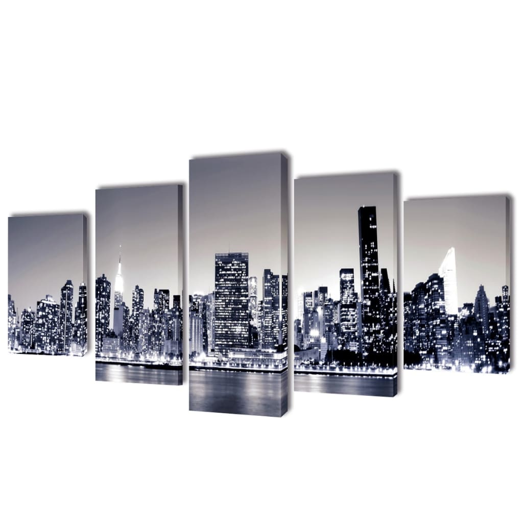 Canvas muurdruk set monochroom New York skyline 100 x 50 cm Posters, prenten & kunstwerken | Creëer jouw Trendy Thuis | Gratis bezorgd & Retour | Trendy.nl