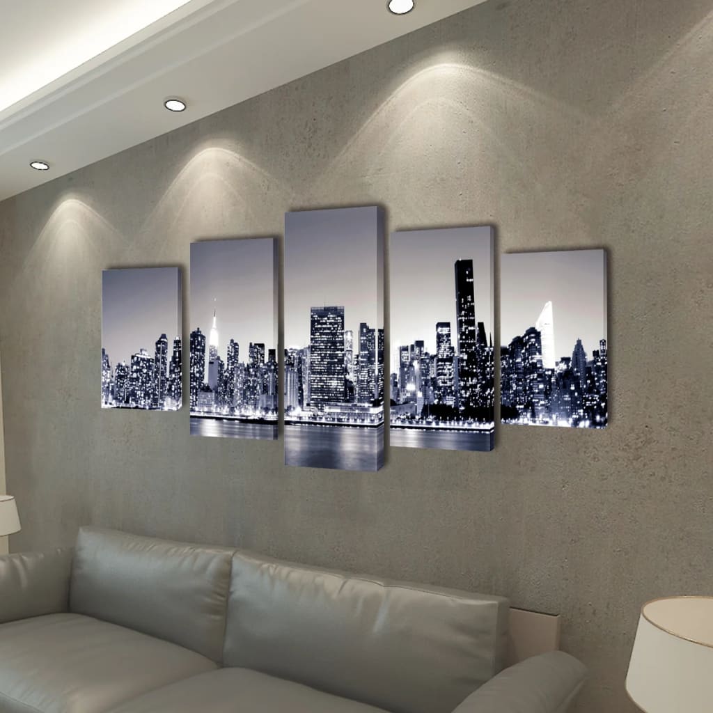 Canvas muurdruk set monochroom New York skyline 200 x 100 cm Posters, prenten & kunstwerken | Creëer jouw Trendy Thuis | Gratis bezorgd & Retour | Trendy.nl