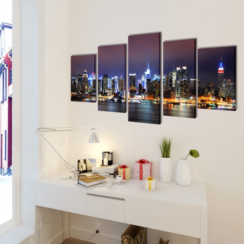 Canvas muurdruk set Kleurrijke New York skyline 100 x 50 cm Posters, prenten & kunstwerken | Creëer jouw Trendy Thuis | Gratis bezorgd & Retour | Trendy.nl