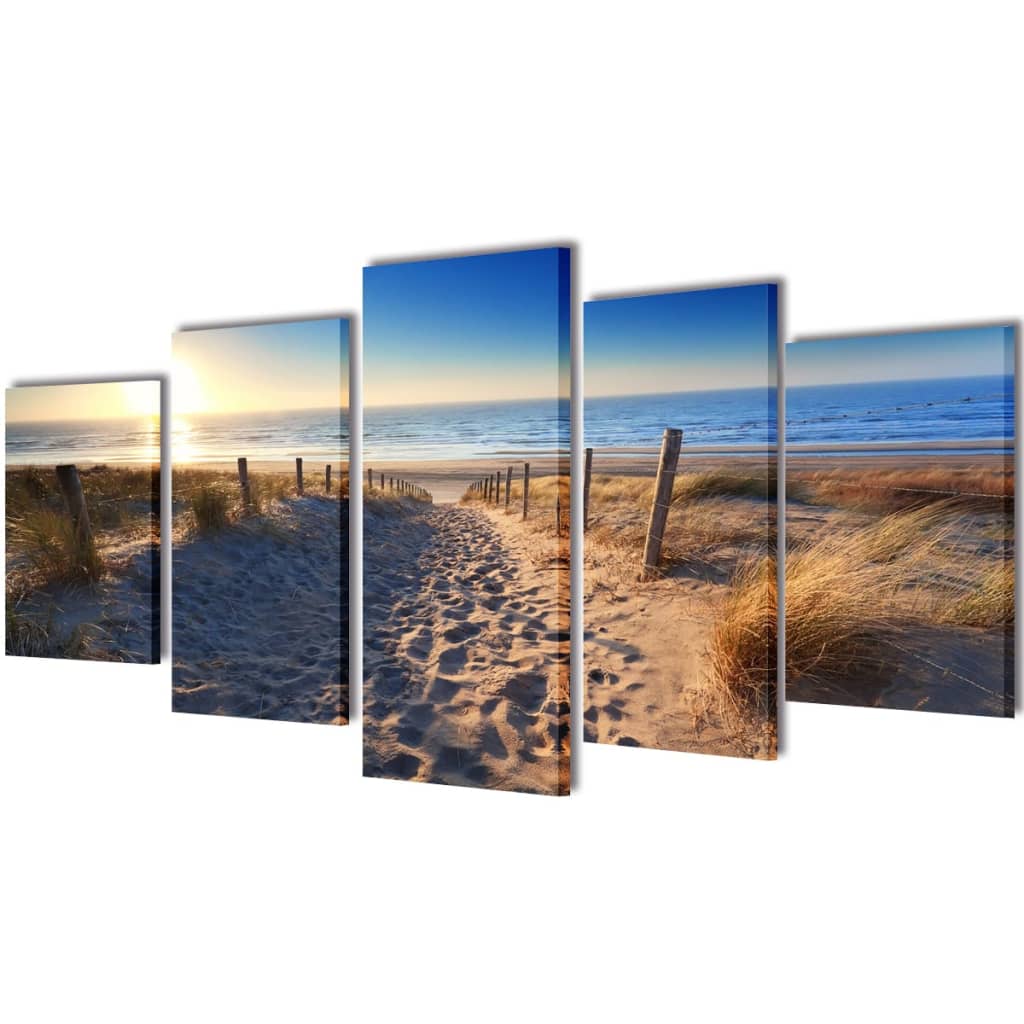 Canvas muurdruk set zandstrand 200 x 100 cm Posters, prenten & kunstwerken | Creëer jouw Trendy Thuis | Gratis bezorgd & Retour | Trendy.nl