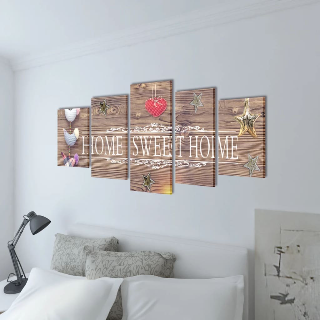 Canvas Wall Print Set Home Sweet Home Design 200 x 100 cm Posters, prenten & kunstwerken | Creëer jouw Trendy Thuis | Gratis bezorgd & Retour | Trendy.nl