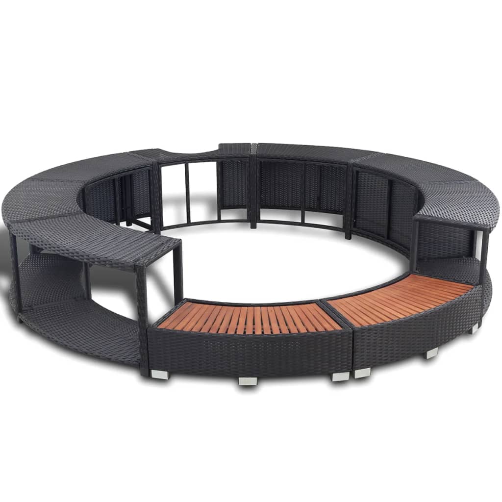 Hottub-ombouw poly rattan zwart Accessoires voor zwembaden & spa's | Creëer jouw Trendy Thuis | Gratis bezorgd & Retour | Trendy.nl