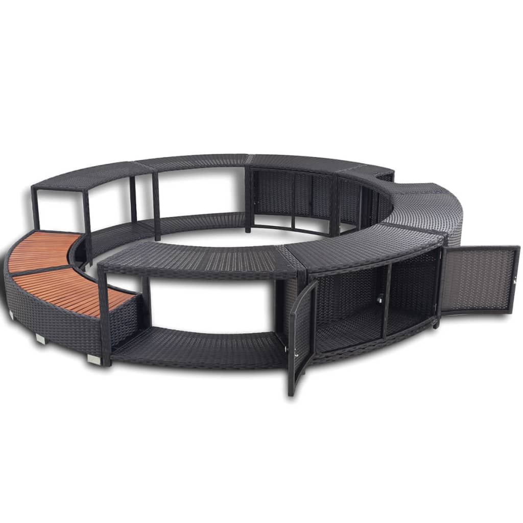 Hottub-ombouw poly rattan zwart Accessoires voor zwembaden & spa's | Creëer jouw Trendy Thuis | Gratis bezorgd & Retour | Trendy.nl