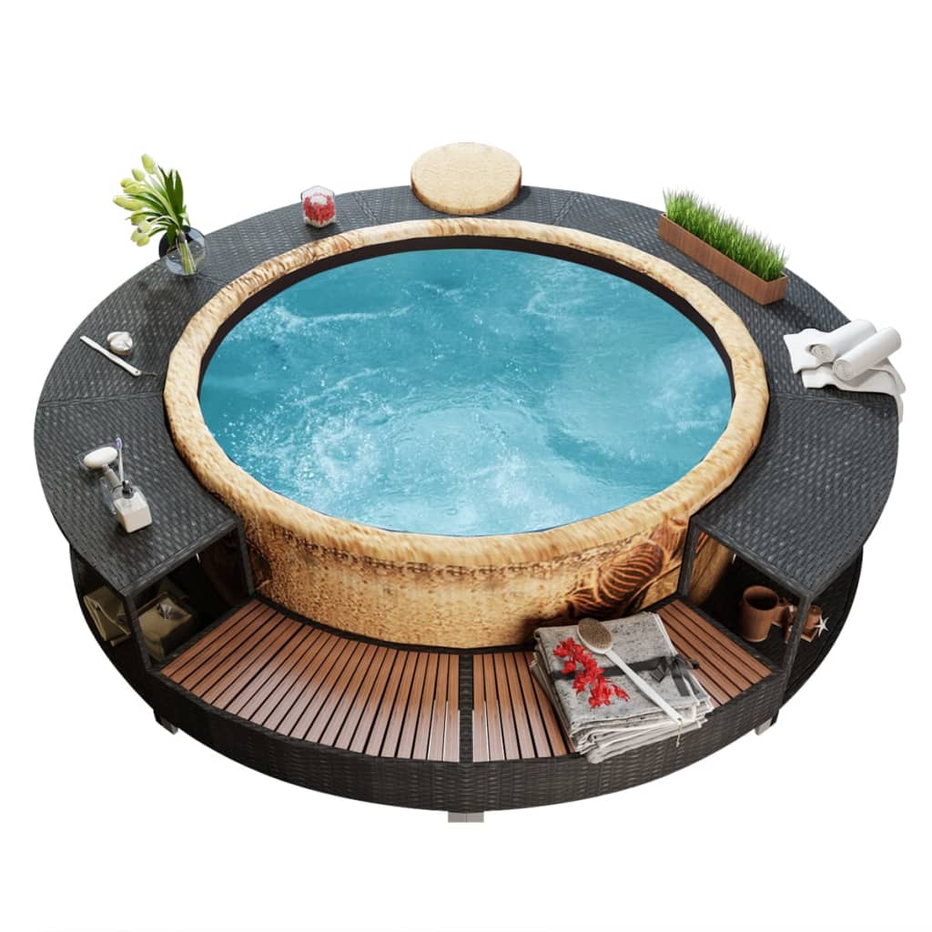 Hottub-ombouw poly rattan zwart Accessoires voor zwembaden & spa's | Creëer jouw Trendy Thuis | Gratis bezorgd & Retour | Trendy.nl