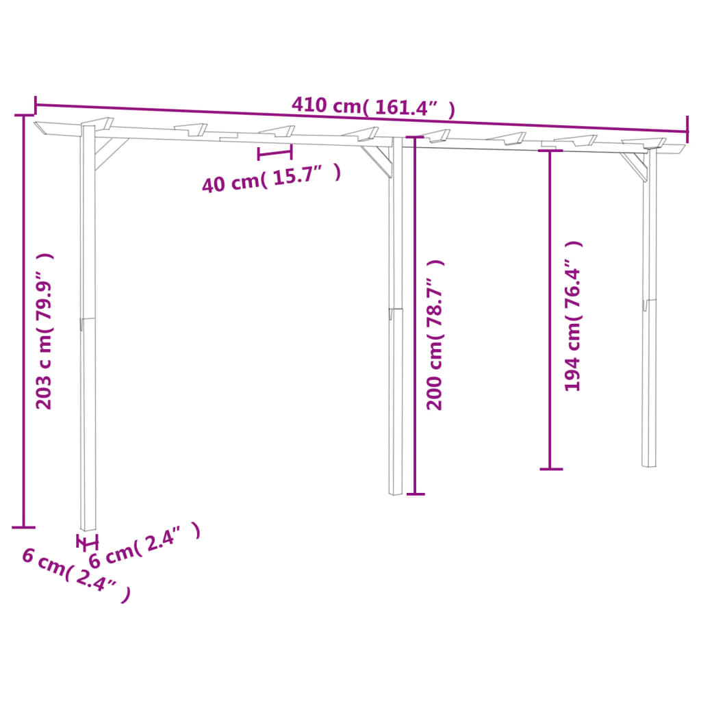 Pergola 410x40x203 cm hout Tuinbogen, latwerk & pergola's | Creëer jouw Trendy Thuis | Gratis bezorgd & Retour | Trendy.nl