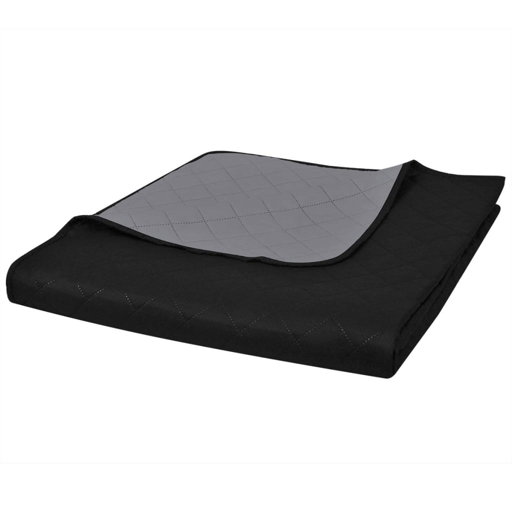 Bedsprei gewatteerd dubbelzijdig 170x210 cm zwart/grijs Dekbedden | Creëer jouw Trendy Thuis | Gratis bezorgd & Retour | Trendy.nl