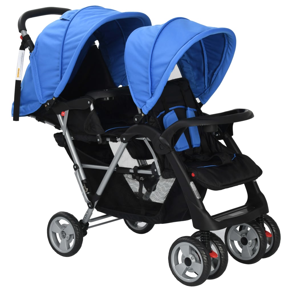 Kinderwagen dubbel staal blauw en zwart Wandelwagens | Creëer jouw Trendy Thuis | Gratis bezorgd & Retour | Trendy.nl