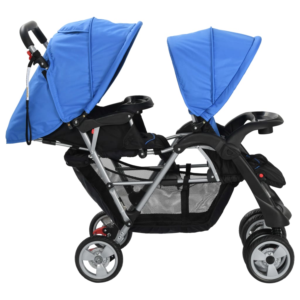 Kinderwagen dubbel staal blauw en zwart Wandelwagens | Creëer jouw Trendy Thuis | Gratis bezorgd & Retour | Trendy.nl