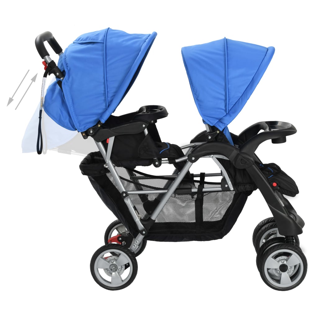 Kinderwagen dubbel staal blauw en zwart Wandelwagens | Creëer jouw Trendy Thuis | Gratis bezorgd & Retour | Trendy.nl