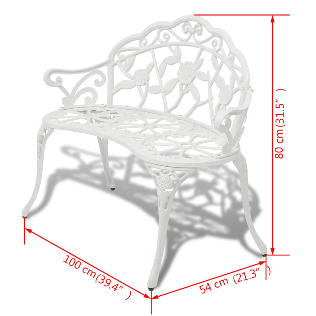 Tuinbank 100 cm gietaluminium wit Tuinbanken | Creëer jouw Trendy Thuis | Gratis bezorgd & Retour | Trendy.nl