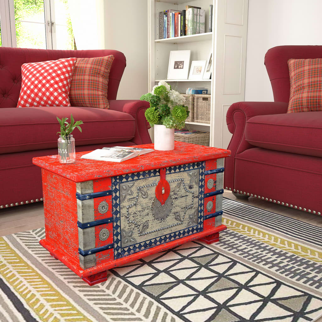 Opbergkist 80x40x45 cm mangohout rood Opbergkisten | Creëer jouw Trendy Thuis | Gratis bezorgd & Retour | Trendy.nl