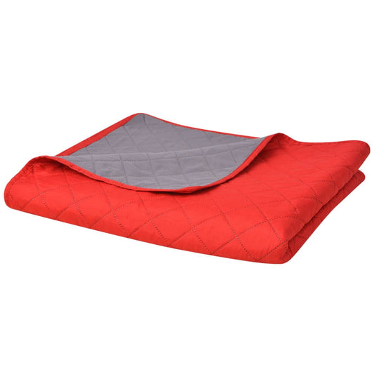 Dubbelzijdige quilt bedsprei rood en grijs 170x210 cm Dekbedden | Creëer jouw Trendy Thuis | Gratis bezorgd & Retour | Trendy.nl