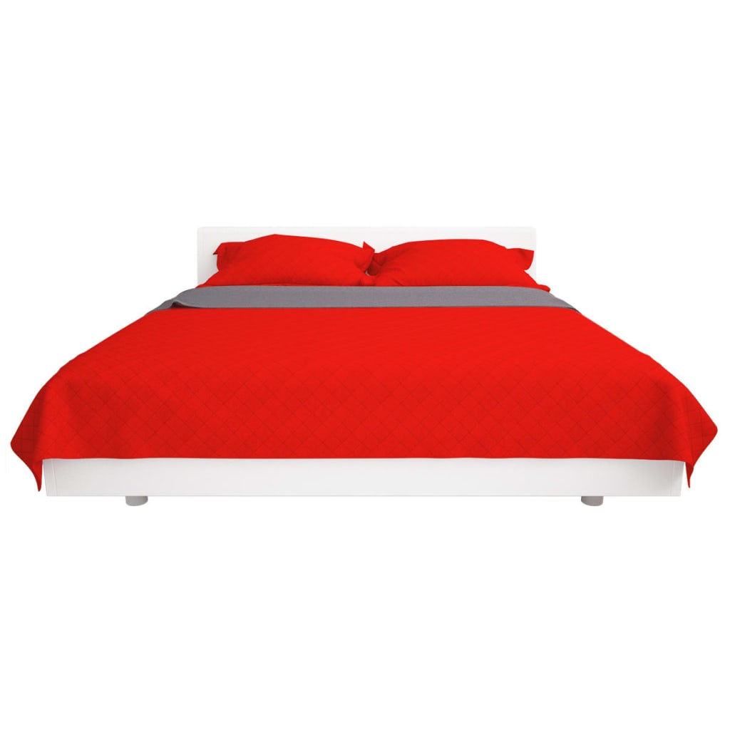 Dubbelzijdige quilt bedsprei rood en grijs 220x240 cm Dekbedden | Creëer jouw Trendy Thuis | Gratis bezorgd & Retour | Trendy.nl