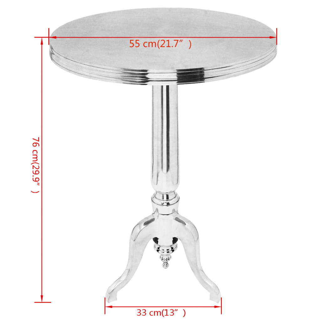 Bijzettafel rond aluminium zilver