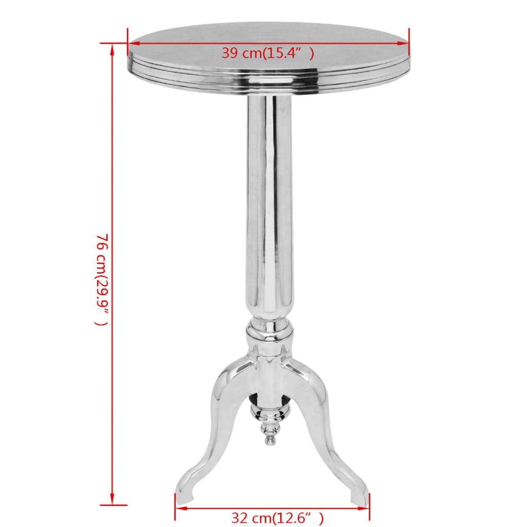 Bijzettafel rond aluminium zilver