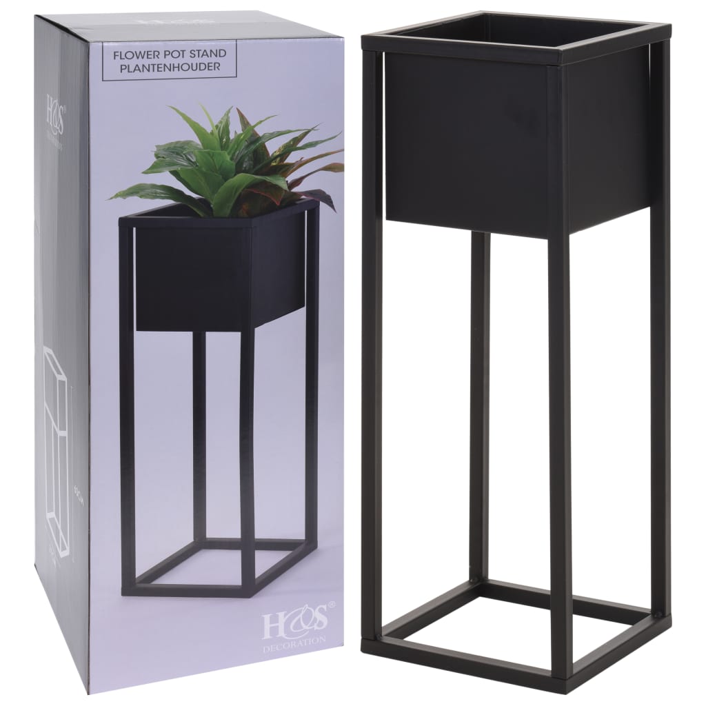 H&S Collection Bloempot op standaard 60 cm metaal zwart Bloempotten & plantenbakken | Creëer jouw Trendy Thuis | Gratis bezorgd & Retour | Trendy.nl