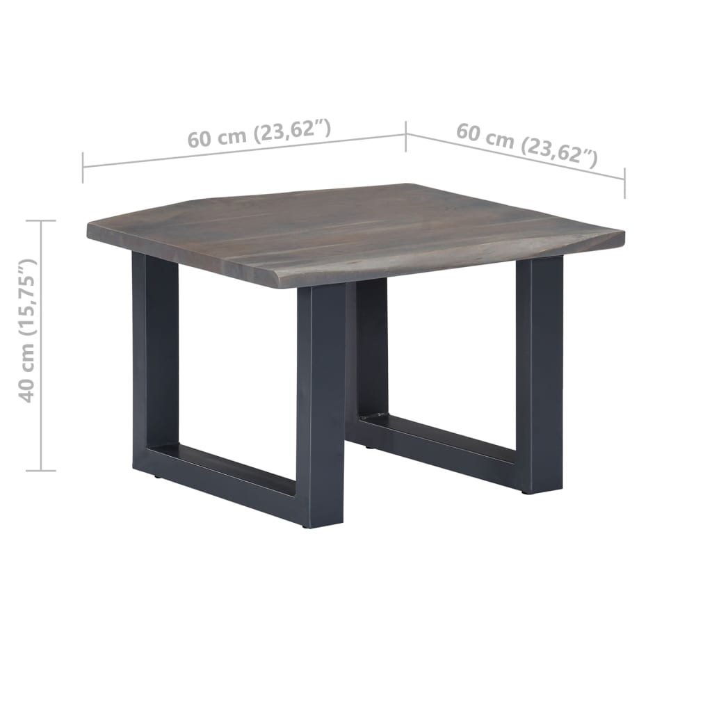 Salontafel met natuurlijke randen 60x60x40 cm acaciahout grijs Salontafels | Creëer jouw Trendy Thuis | Gratis bezorgd & Retour | Trendy.nl