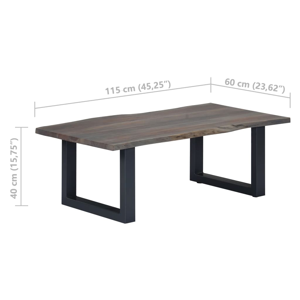 Salontafel met natuurlijke randen 115x60x40 cm acaciahout grijs Salontafels | Creëer jouw Trendy Thuis | Gratis bezorgd & Retour | Trendy.nl