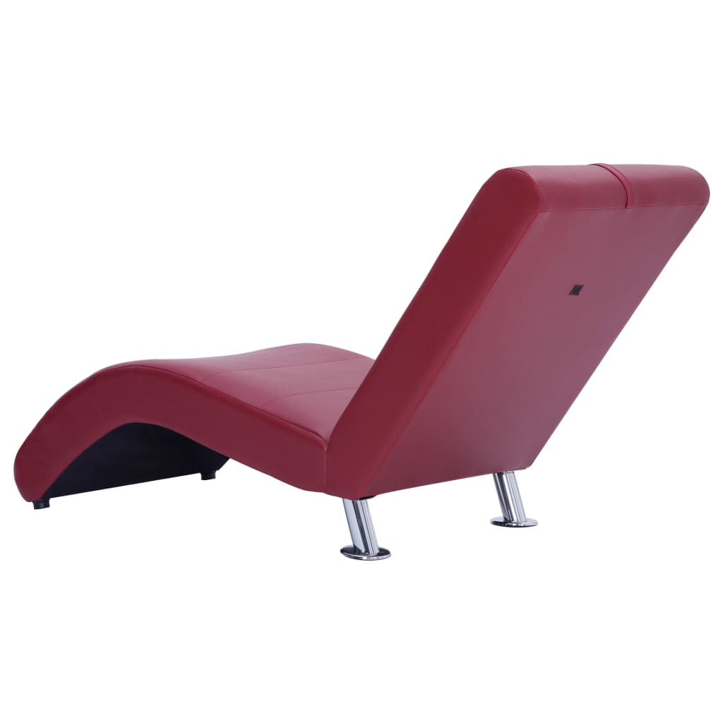 Chaise longue met kussen kunstleer wijnrood