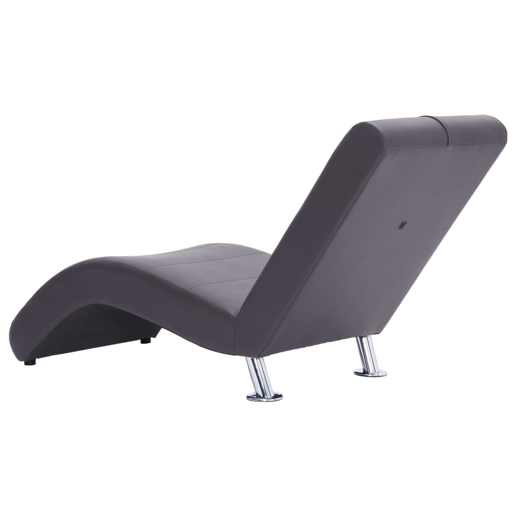 Chaise longue met kussen kunstleer grijs