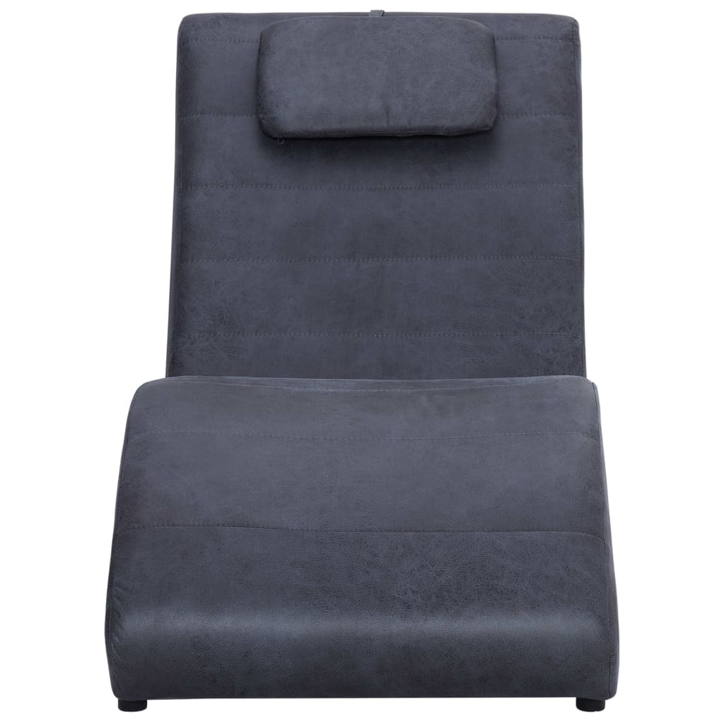 Chaise longue met kussen kunstsuède grijs Chaises longues | Creëer jouw Trendy Thuis | Gratis bezorgd & Retour | Trendy.nl