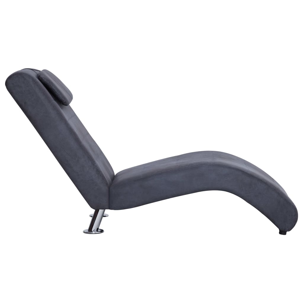 Chaise longue met kussen kunstsuède grijs Chaises longues | Creëer jouw Trendy Thuis | Gratis bezorgd & Retour | Trendy.nl