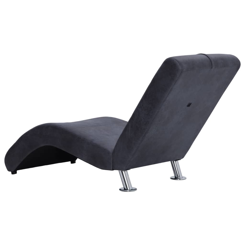 Chaise longue met kussen kunstsuède grijs Chaises longues | Creëer jouw Trendy Thuis | Gratis bezorgd & Retour | Trendy.nl